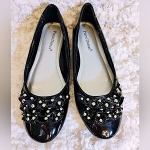 Pierre Dumas Beaded Patent Leather Ballet Flats 8 Medium